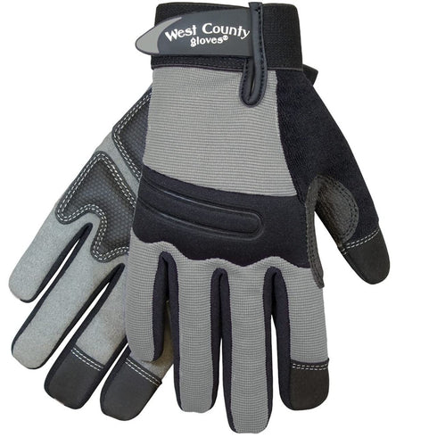 West County 047CH/XL Men's Landscape Gloves – X-Large, Charcoal, Work Gloves w/Neoprene Knuckle, Anti-Slip Palms, Reinforced Thumb & Fingertips...