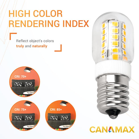 Canamax Premium 8206232A Dimmable LED Light Bulb 3W Equal to 40W 6000K 75V-130V - High Output Cold Daylight E17 Standard Base 240 lumens for Refri...