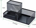 2 Pack Black Pen Holder - Mesh Desk Organizer Office Supplies Caddy with Sticky Notes Holder, 3 Compartments 4 Non-slip Mats Easy Storage Suitable...