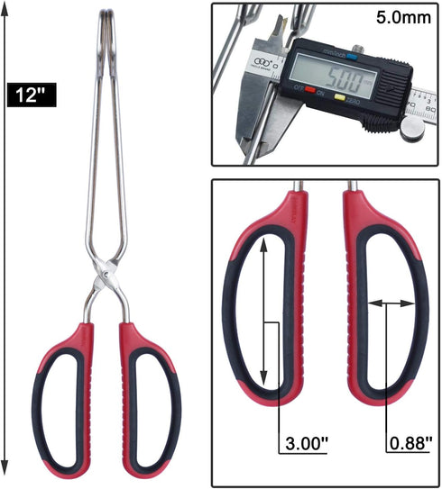 Stainless Steel Scissor Tongs with Comfort-Grip Handle 12-Inch...