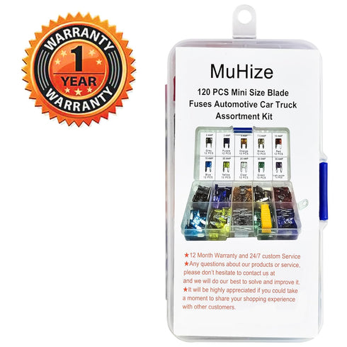 MuHize Mini Fuse Kit - Upgraded Mini Fuses Assortment Kit(2A to 35A) with Fuse Puller Tool, Corrosion-Resistant, Compatible with Cars, Trucks, SUV...