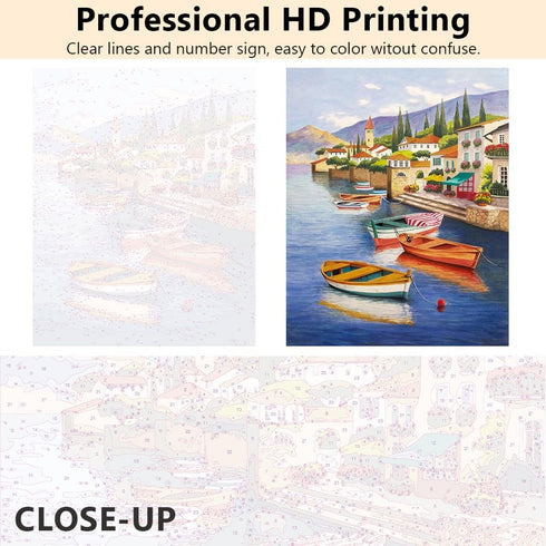TUMOVO Paint by Numbers for Adults Landscape, DIY Oil Painting Location Boat Lake Forest Clouds Reflection Acrylic Paint by Number Kits for Kids A...
