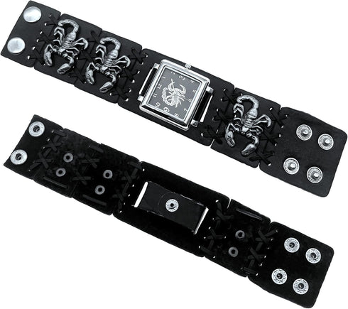 Scorpion Punk Men&Women Wrist Watch Black Wide Leather Cuff Band Watch Cool Style Watches,Rock Locomotive Fashion Watch...