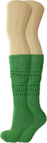AWS/American Made 2 Pairs Cotton Slouch Socks Scrunch Knee High Socks Shoe Size 5-10...