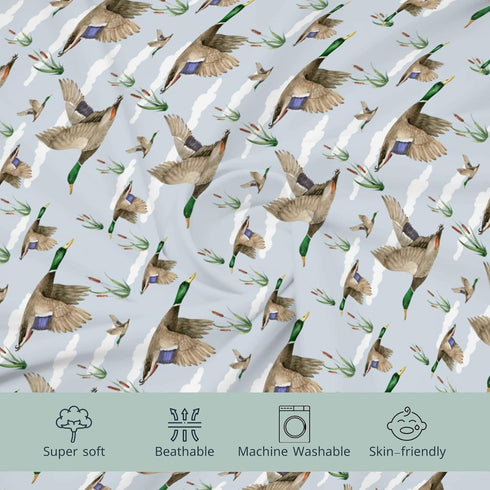 Duck Hunting Mallard Hunter Changing Pad Cover for Baby Boys, Wild Animal Bird Reeds Blue Diaper Change Table Covers, Soft Stretchy Safe Snug Fitt...