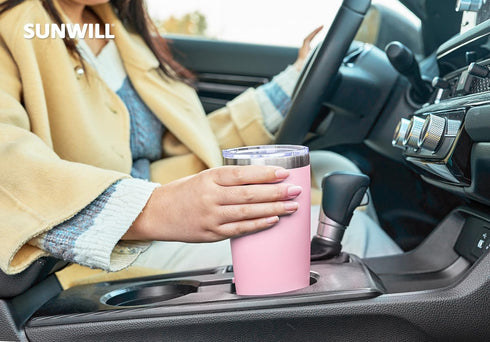SUNWILL Travel Coffee Tumbler 20 oz, Insulated Mug with Lid, Stainless Steel Cup for Hot and Cold Drinks, Powder Coated Sakura...