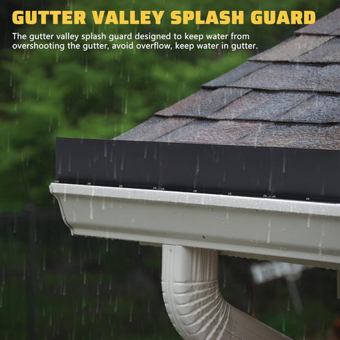 4 Pack Aluminum Gutter Valley Splash Guard,Keep Water from Overshooting The Gutter,for Valley,Corner,or Straight,10 inch Each Piece,Grey...