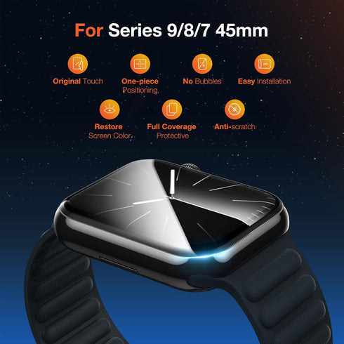 Full Coverage Screen Protector for Apple Watch Series 9/8/7 41mm,Hard Protective Cover Film Installation Kit for Iwatch S9/S8/S7 41mm, Watch TPU F...
