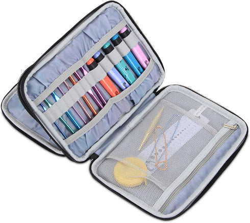 Damero Crochet Hook Case, Travel Storage Bag for Swing Crochet Hooks, Lighted Hooks, Needles(Up to 8'') and Accessories, Large, Purple (No Accesso...