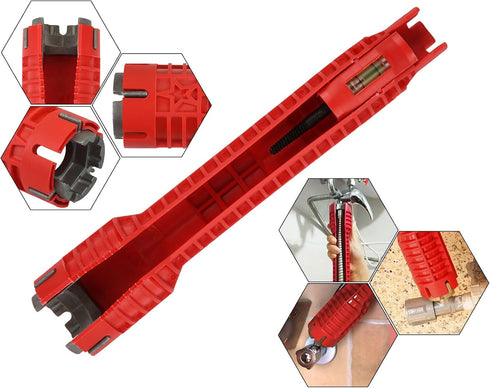 DS. DISTINCTIVE STYLE Faucet Wrench, Plumbing Wrench, Sink Wrench (8-in-1) Plumbing Tools for Toilet Bowl, Sink, Bathroom, Kitchen Plumbing, and M...