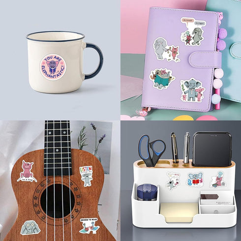 120pcs Elephant and Piggie Stickers for Kids Water Bottles Cute Kawaii Cartoon Vinyl Waterproof Decals for Teens Laptops Journal Scrapbook Compute...