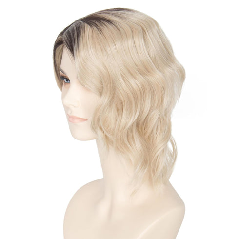 Miss U Hair Women Girl's Short Half Curly Half Straight Wig Decent Black Gradient Golden Cosplay Wig...