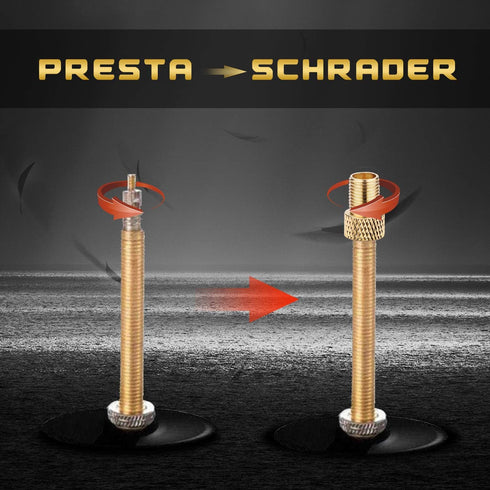Bike Tire Valve Adapter Presta to Schrader Valve Adaptor Bike Inflatable Adapter - Convert Presta/French Valve to US/Schrader Valve - Inflate Tire...