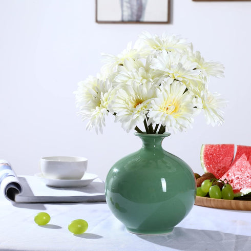 TOPIA Artificial African Daisies Flowers African Daisy Silk Flowers Artificial Gerbera Daisies Pack of 10 (White)...
