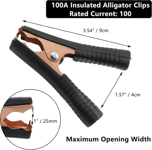 10Pcs 100A Insulated Alligator Clips Electrical Heavy Duty Alligator Clamps, Battery Replacement Cable Metal Spring Loaded Jumper Clips for Car Au...