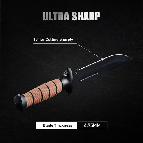 13.6" Fixed Blade Tactical Fighting Knife with Sheath, Stainless Steel Survival Hunting Bushcraft Full Tang Non-Slip Handle Bowie Knife for Campin...