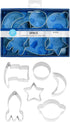 R&M International Space Cookie Cutters, Rocket, Star, Crescent Moon, Flag, Planet, Circle, 6-Piece Set, Silver...