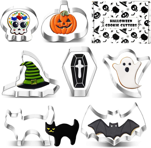 Halloween Cookie Cutter Set,7 Piece Stainless Steel Cookie Cutters for Baking...