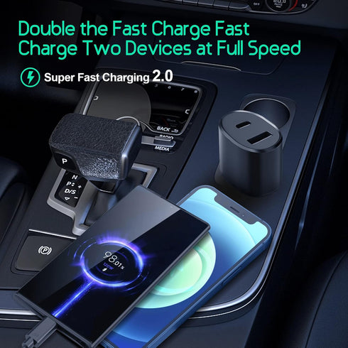 Super Fast Dual Car Charger (25W+15W)-2-Pack PD25W & QC 15W Car Charger Adapter for Samsung Galaxy S24 Ultra/S24/S24+/S23/S23 Ultra/S23+/S22/S22 U...