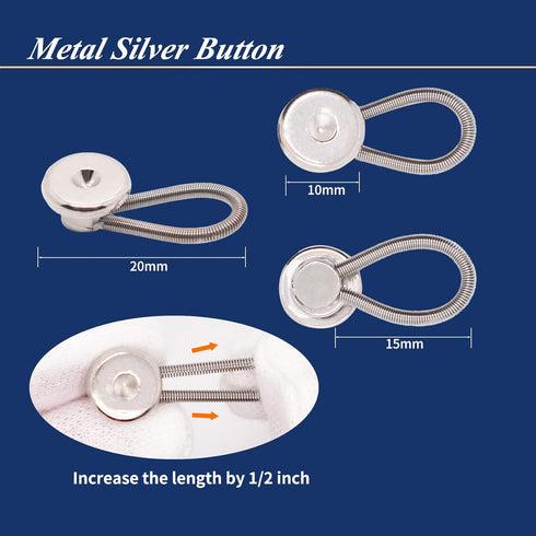 OURUI Button Extender Collar Extenders for Men Dress Shirts, Metal Neck Extender 1/2” Size Expansion for Shirt Coat Suits Pants, 6 Pack Silver...