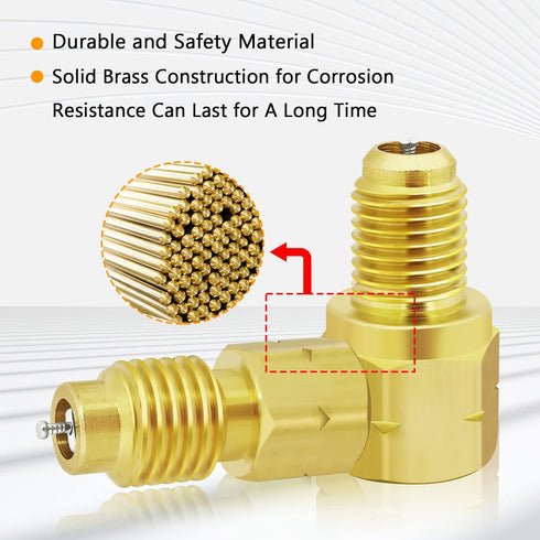 Boltigen R1234YF Refrigerant Tank Adapters, R12 to R1234YF Adapter Connector, 1/2 LH to 1/4 Flare R1234YF Vacuum Pump Adapter Fittings with Valve ...