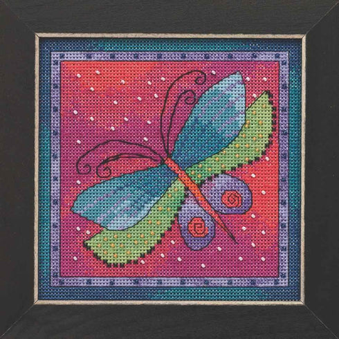 Dragonfly Fuchsia Beaded Counted Cross Stitch Kit Mill Hill 2019 Laurel Burch Flying Colors Collection LB141913...