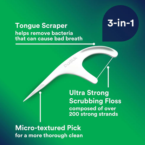 DenTek Triple Clean Advanced Clean Floss Picks, No Break & No Shred Floss, 150 Count, Pack of 3...