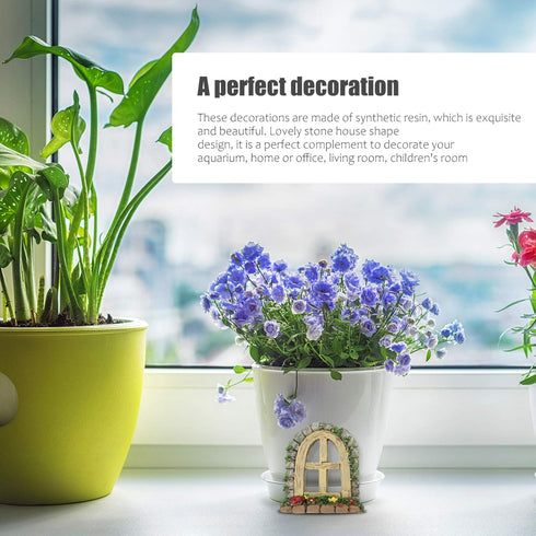 DOITOOL 2pcs Miniature Fairy Garden Window Artificial Window Ornament Gnome Home Decoration Resin Landscape Yard Art Garden Sculpture Fish Tank De...