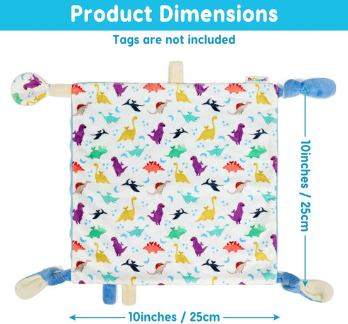 Dr.Rapeti Tag Security Blanket for Baby Infant Toddler Kid 10x10inches Washable Sensory Toy Lovey Appease Blanket (dinosaur)...