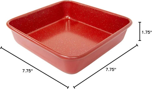 casaWare 7-Inch Toaster Oven Ultimate Series Commercial Weight Ceramic Non-Stick Coating Square Pan (Red Granite)...