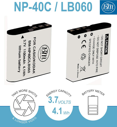 BM Premium LB-060 Battery Replacement for Kodak PixPro AZ251, AZ361, AZ362, AZ365, AZ421, AZ422, AZ501, AZ521, AZ522, AZ525, AZ526, AZ527, AZ528 C...