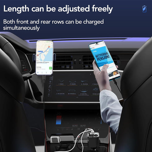 Retractable Car Charger 4 in 1 Fast Car Phone,159w Super Fast Car Charger with iPhone Retractable Car Charger and USB-C Car Charger Cable (Max 31....