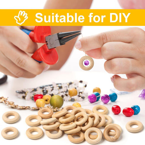 Ira Pollitt 150 Pcs 25 mm/1 inch Wooden Craft Ring Natural Unfinished Mini Wooden Rings Circle Wood Pendant Connectors for DIY Projects Jewelry an...