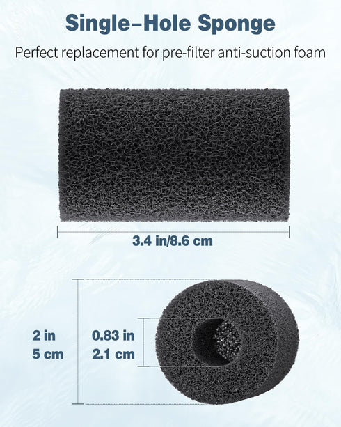 Pawfly 12 Pack Pre-Filter Sponge, Aquarium Filter Sponge 0.8" Intake Sponge Foam Roll for Small Fish Shrimp Fry Fish Tank Covers Accessories...