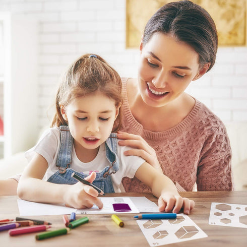 16 Pieces Kids Drawing Stencils Basic Shape Stencils Plastic Drawing Stencil Template Geometry Shape Stencils Reusable DIY Painting Stencils for K...