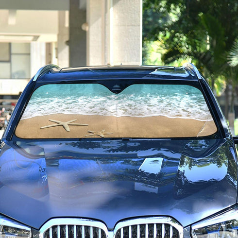 Starfish Beach Car Windshield Sun Shades Blocks UV Rays Sun Visor Protector Foldable Sun Reflector to Keep Your Vehicle Cool...