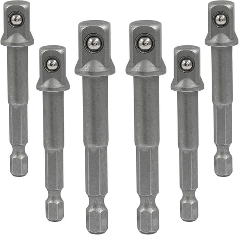 6 Packs 1/4 Inch Impact Grade Socket Adapter Set, 1/4 Hex Shank Square Socket Bit Adapter for Cordless Drills & Screwdrivers...
