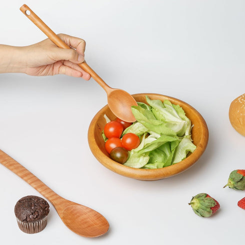 Wooden Spoons for Cooking, 3-Piece Wooden Utensil Set, Wooden Spoons and Spatula for Cooking, Serving, Natural Wood, Non-Stick, Smooth Surface, La...