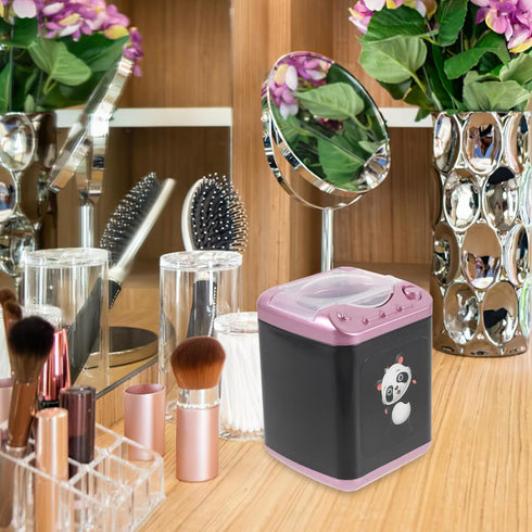 Mini Makeup Brush Cleaner Device Plastic Electric Automatic Power Washer Sponge Cleaning Machine for Women Girls...