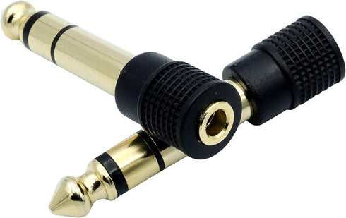 Audio Adapter 6.35mm (1/4 inch) Male to 3.5mm (1/8 inch) Female Stereo Headphone Connector Gold Plated, 2 Pack...