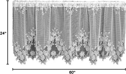Heritage Lace Tea Rose 60-Inch Wide by 24-Inch Drop Tier, White...