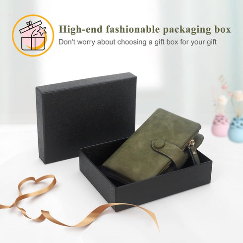 RFID Blocking Wallets for Women, Large Capacity Soft Leather Womens Small Wallet with Wrist Strap (Olive Green)...