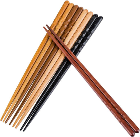 Heim Concept 5- Pairs Natural Wood Chopsticks Reusable Chinese Korean Japanese Chopsticks Set Bamboo Chop Stick...