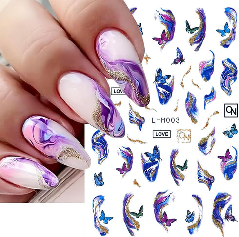 4 Sheets Marble Line Nail Art Stickers, Fresher Self-Adhesive Nail Stickers Decals Ink Painting Nail Art Decals Nail Supplies for Women Girls DIY ...
