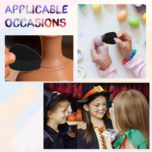 10Pcs Face Paint Sponges Painting Sponge High Density Face Painting Supplies for Art Work and Body Painting Tear Drop (Black)...