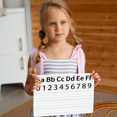 2 Pack Small White Board Set - Double Sided Dry Erase Ruled Lap Boards 9x12 Lined Whiteboard for Kids Student Learning for Student and Classroom U...