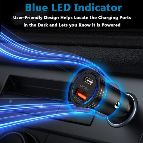 USB C Car Charger, 38W Fast Charge Car Charger Adapter PD&QC 3.0 Dual Port Cigarette Lighter USB Plug for iPhone 15 14 13 12 11 Pro Max/Mini SE 10...