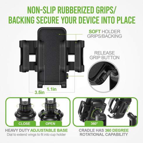 Cellet Car Phone Holder Mount, Car Cup Phone Holder Mount, Compatible with Apple iPhones, Samsung Galaxy, Motorola Moto Google Pixel Smartphones (...