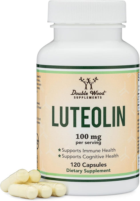 Double Wood Supplements Luteolin Supplement 100mg Servings of Bioactive Flavanoids (120 Capsules, Vegan Safe, Gluten Free) Potent Polyphenols Flav...