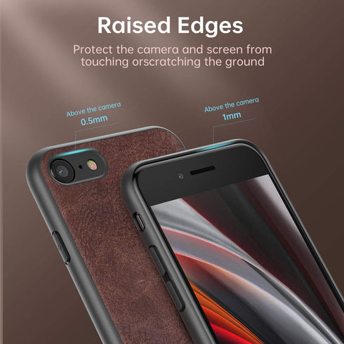 SALAWAT for iPhone SE 2020 Case Slim PU Leather Vintage Shockproof SE 2nd Phone Case Cover Lightweight Soft TPU Bumper Hard PC Hybrid Protective C...